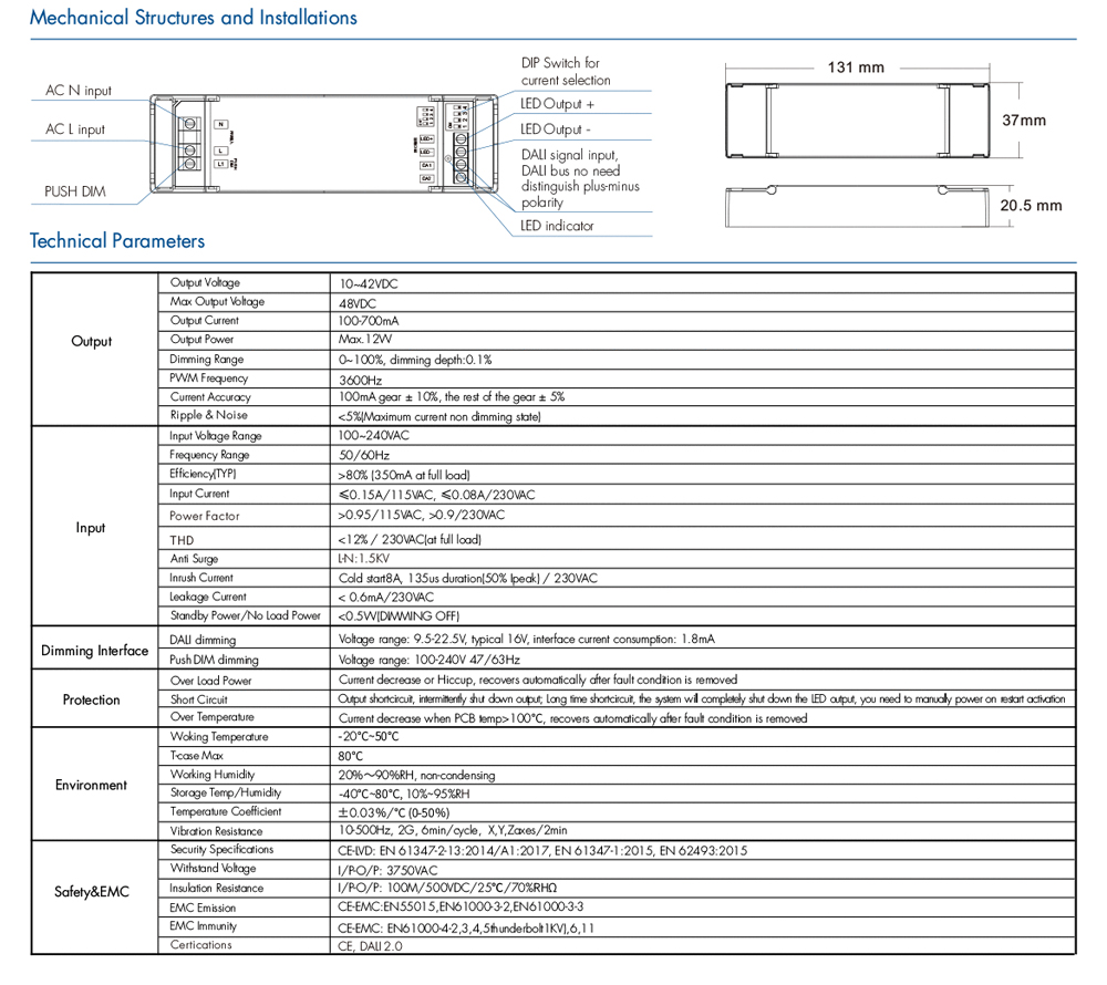 Constant Current DALI Dimmable LED Drive